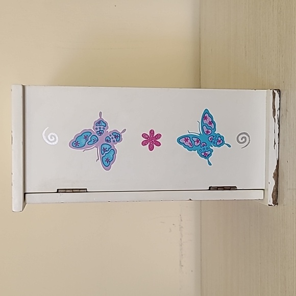 Purpule/Pink Butterfly Wooden jewelry Box & Organizer 9"×10"×4 1/2" - Picture 6 of 12